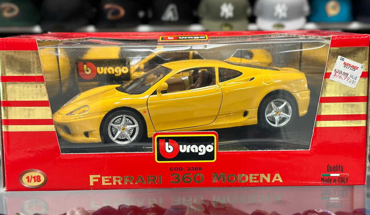 Bburago Ferrari 360 Modena Yellow 1/18 Scale Diecast Model Car - Product Image