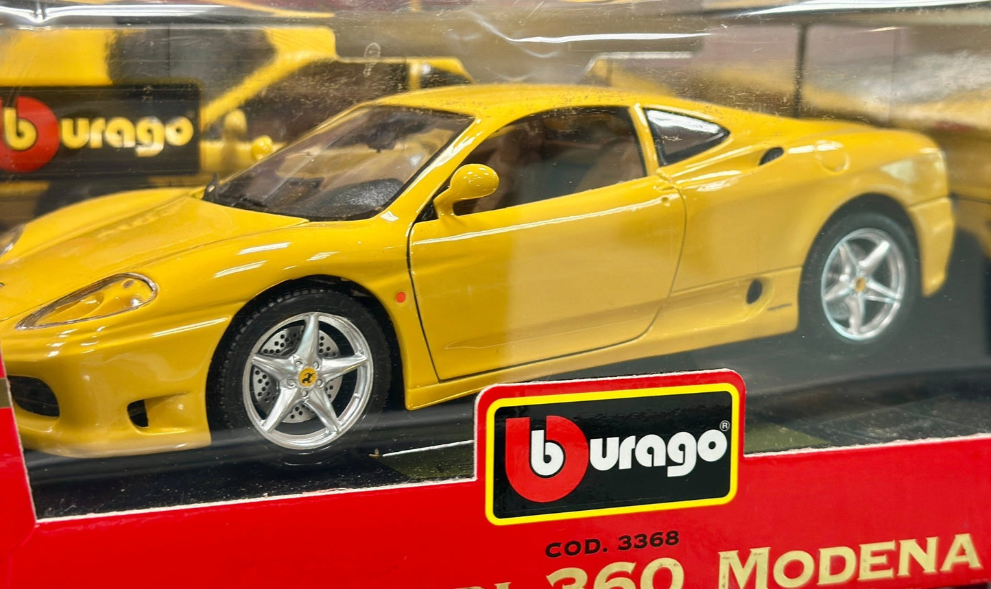 Bburago Ferrari 360 Modena Yellow 1/18 Scale Diecast Model Car - Product Image