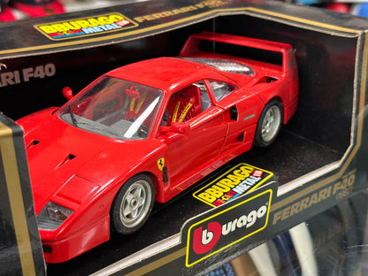 Bburago Ferrari F40 Red 1/18 Scale Diecast Model Car | New - Product Image