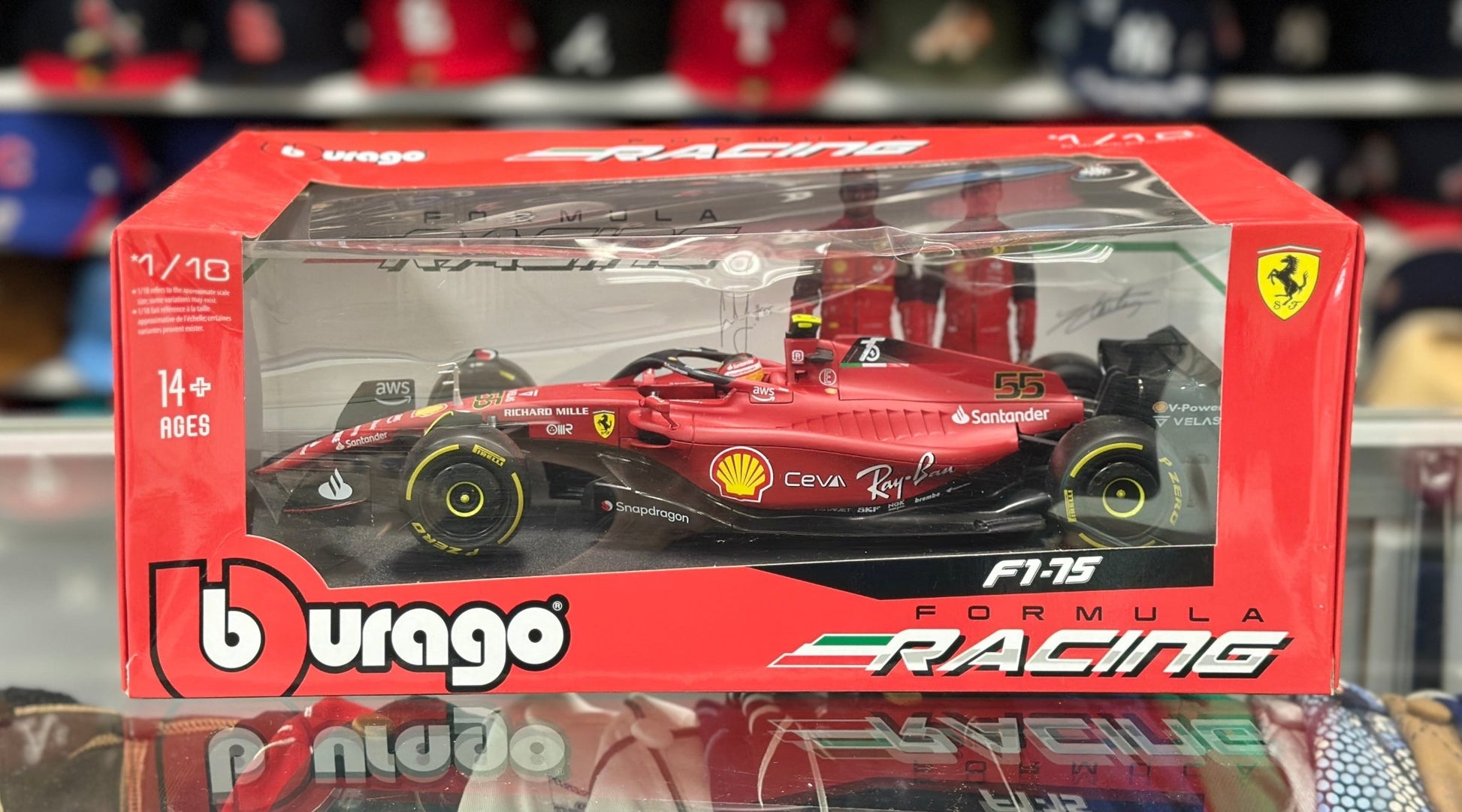 Bburago Ferrari Formula 1 Carlos Sainz 1/18 Scale Diecast Model Car | New - Product Image