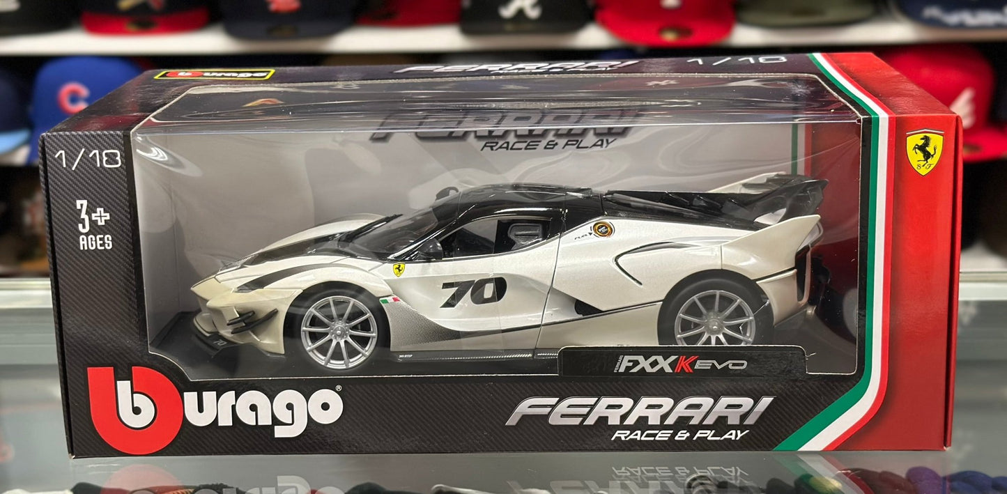 Bburago Ferrari LaFerrari FxxK Evo White 1/18 Scale Diecast Model Car - Product Image