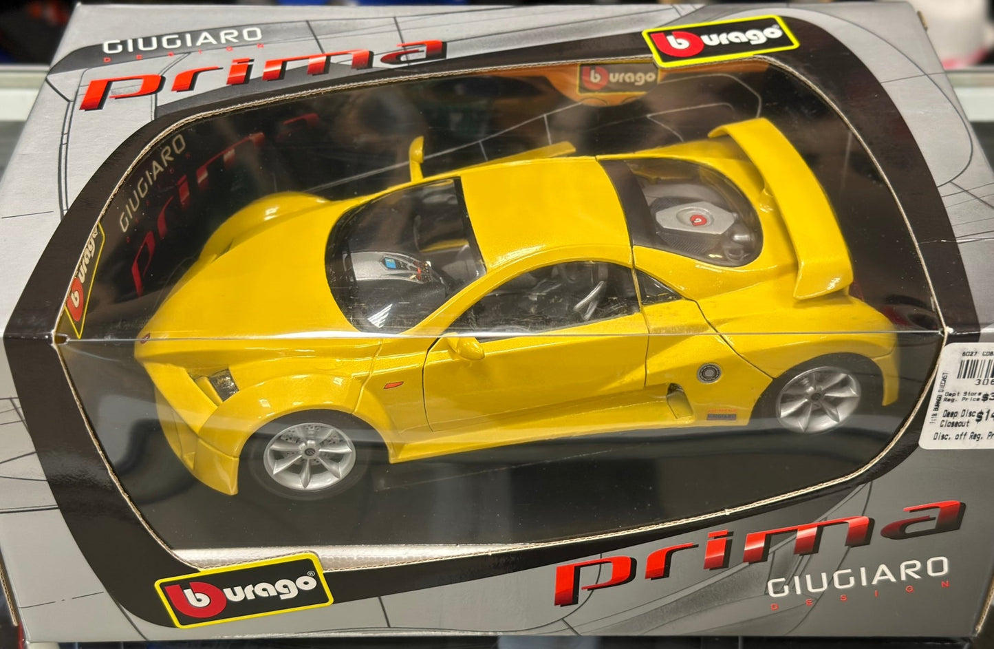 Bburago Giugiaro Prima Speedster Yellow 1/18 Scale Diecast Model Car | New - Product Image