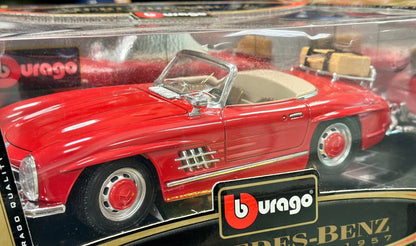Bburago Mercedes Benz 300SL Roadster Red 1/18 Scale Diecast Model Car - Product Image