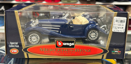 Bburago Mercedes Benz 500K Roadster Blue 1/20 Scale Diecast Model Car | New - Product Image