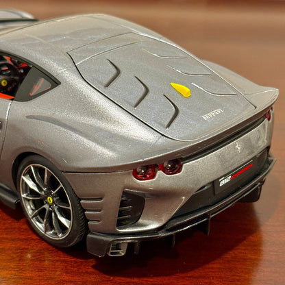 Bburago Signature Ferrari 812 Competizione Pure Gray w/ Red Interior 1/18 Scale Diecast Model Car | In Box - Product Image