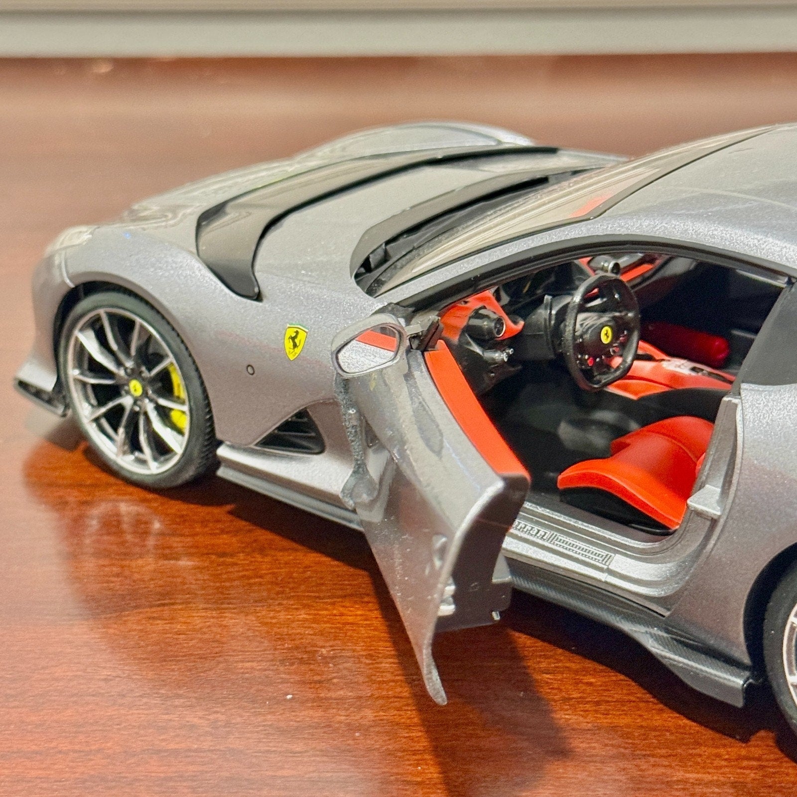Bburago Signature Ferrari 812 Competizione Pure Gray w/ Red Interior 1/18 Scale Diecast Model Car | In Box - Product Image