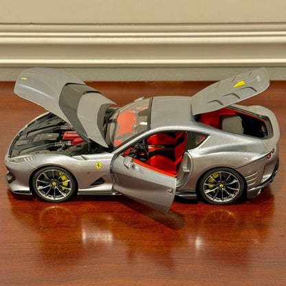 Bburago Signature Ferrari 812 Competizione Pure Gray w/ Red Interior 1/18 Scale Diecast Model Car | In Box - Product Image