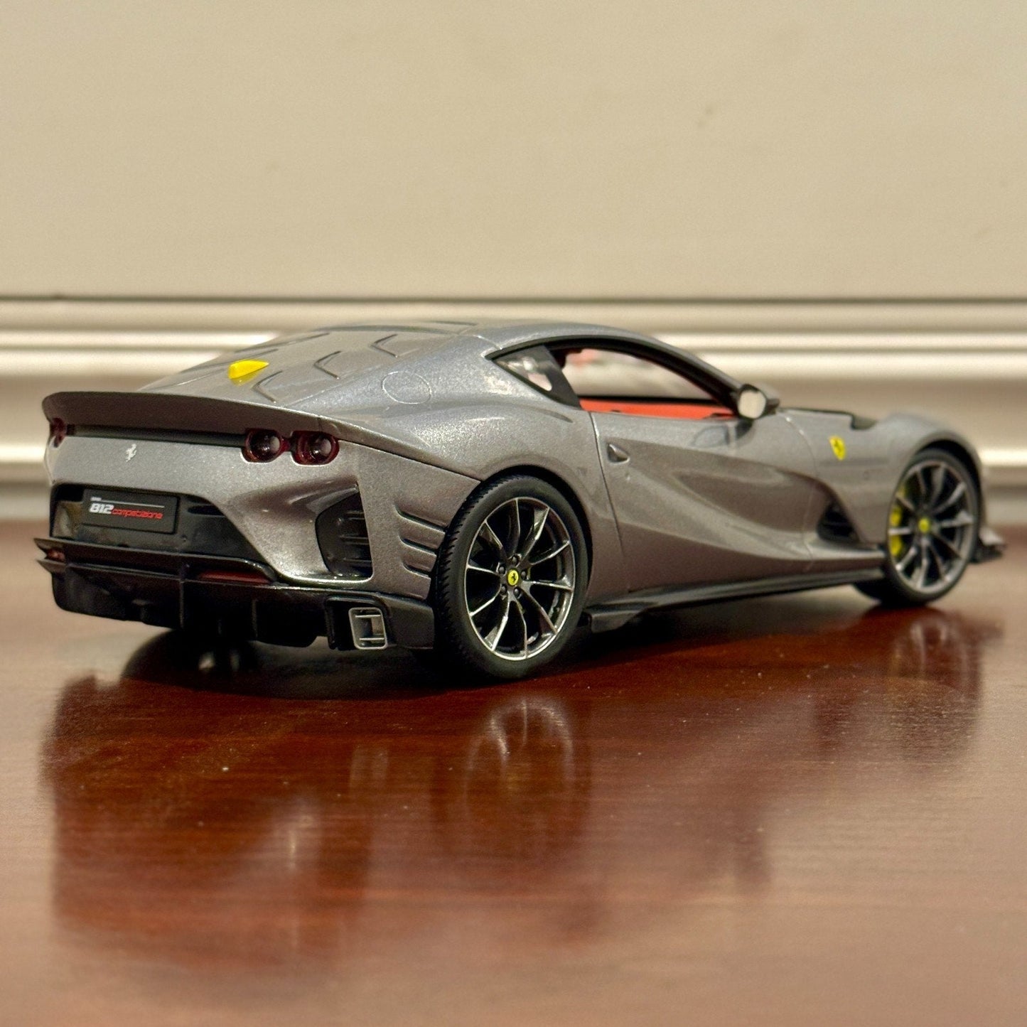 Bburago Signature Ferrari 812 Competizione Pure Gray w/ Red Interior 1/18 Scale Diecast Model Car | In Box - Product Image