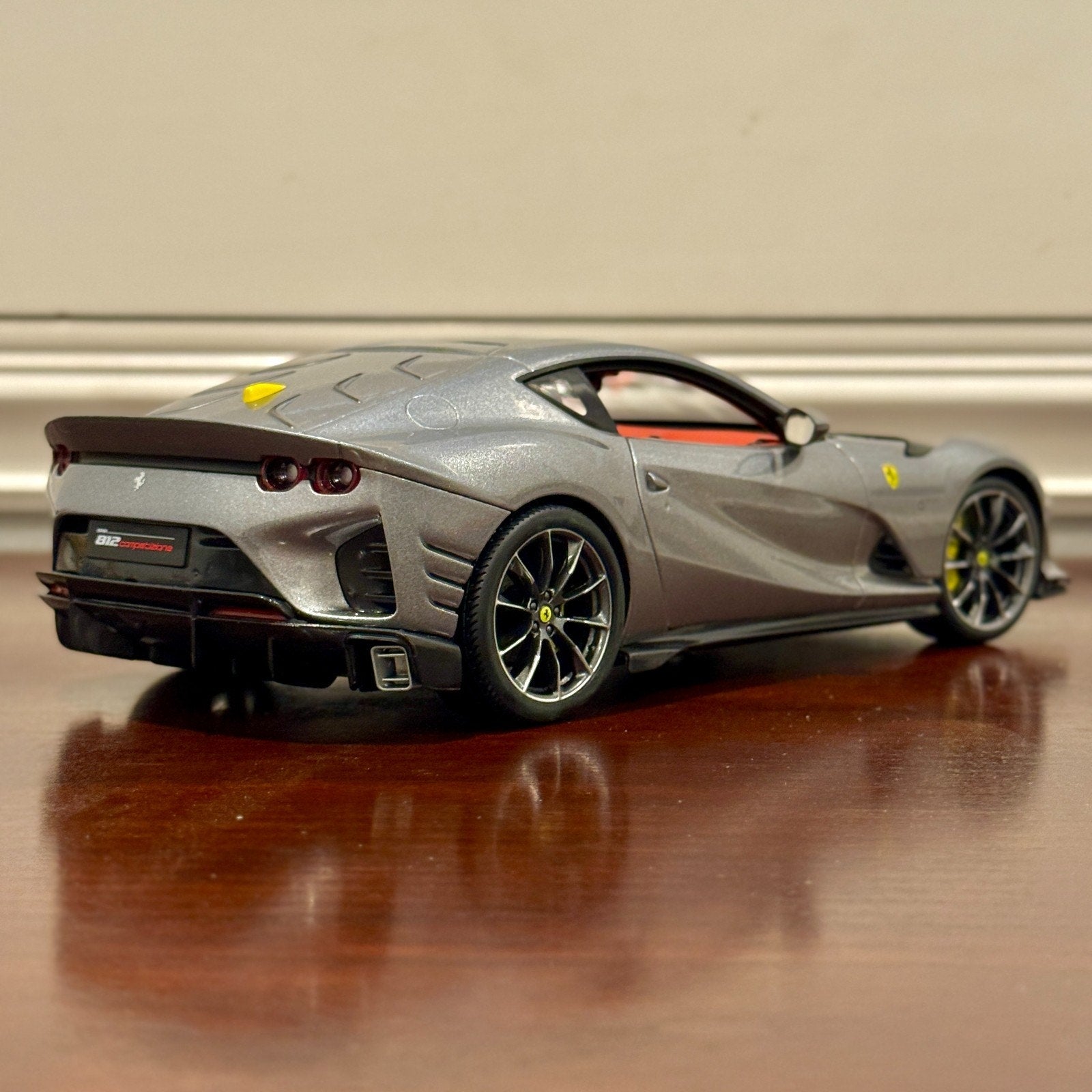 Bburago Signature Ferrari 812 Competizione Pure Gray w/ Red Interior 1/18 Scale Diecast Model Car | In Box - Product Image