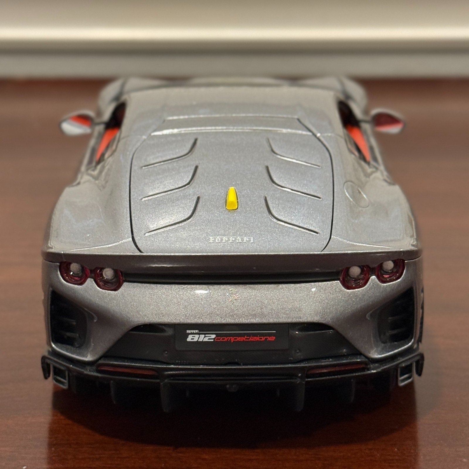 Bburago Signature Ferrari 812 Competizione Pure Gray w/ Red Interior 1/18 Scale Diecast Model Car | In Box - Product Image