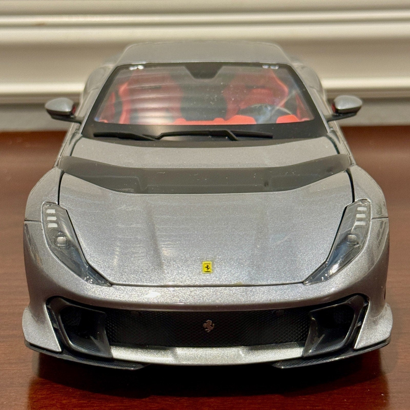 Bburago Signature Ferrari 812 Competizione Pure Gray w/ Red Interior 1/18 Scale Diecast Model Car | In Box - Product Image