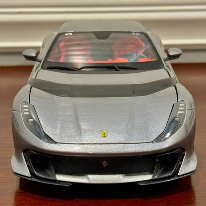 Bburago Signature Ferrari 812 Competizione Pure Gray w/ Red Interior 1/18 Scale Diecast Model Car | In Box - Product Image