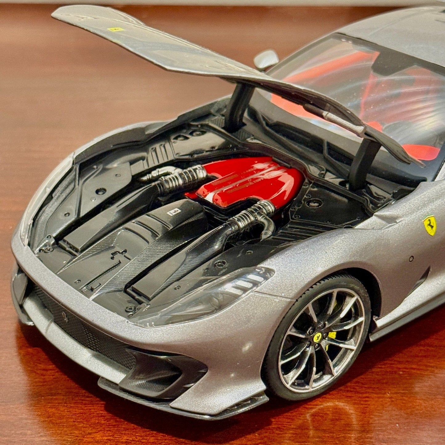 Bburago Signature Ferrari 812 Competizione Pure Gray w/ Red Interior 1/18 Scale Diecast Model Car | In Box - Product Image