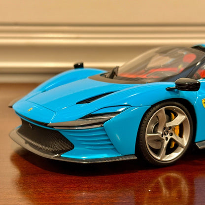 Bburago Signature Ferrari Daytona SP3 Spider 'Closed Top' Blue 1/18 Scale Diecast Model Car | In Box - Product Image