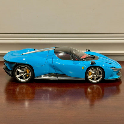 Bburago Signature Ferrari Daytona SP3 Spider 'Closed Top' Blue 1/18 Scale Diecast Model Car | In Box - Product Image