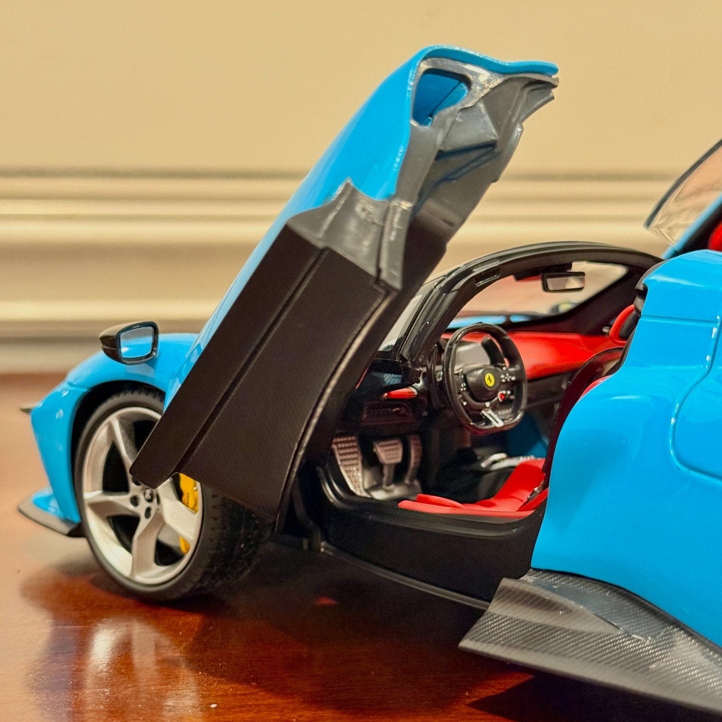 Bburago Signature Ferrari Daytona SP3 Spider 'Closed Top' Blue 1/18 Scale Diecast Model Car | In Box - Product Image