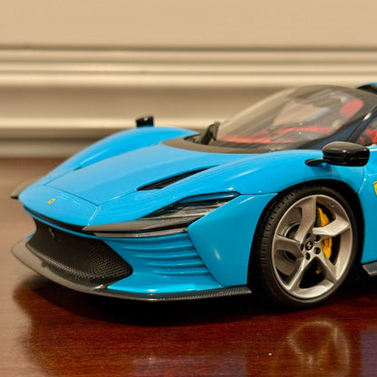 Bburago Signature Ferrari Daytona SP3 Spider 'Closed Top' Blue 1/18 Scale Diecast Model Car | In Box - Product Image