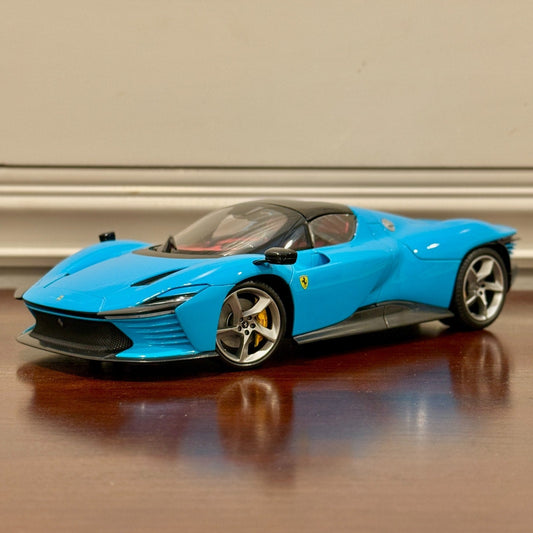 Bburago Signature Ferrari Daytona SP3 Spider 'Closed Top' Blue 1/18 Scale Diecast Model Car | In Box - Product Image