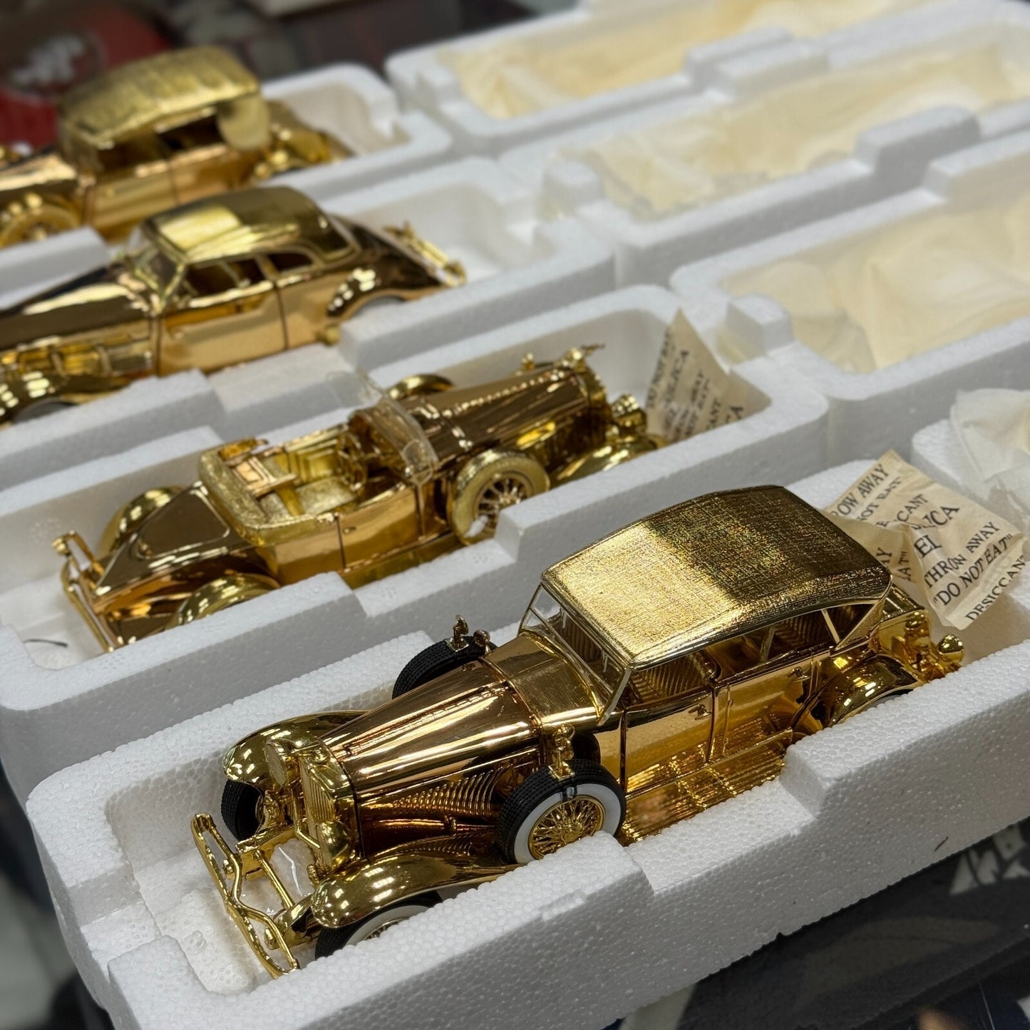 1/32 Gold Bundle Dusenberg, Parkard, Chrysler, Cord National Motor Museum Mint