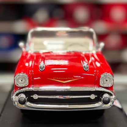 1/18 Chevrolet 1957 Bel Air Red Convertible Diecast Model Car | New