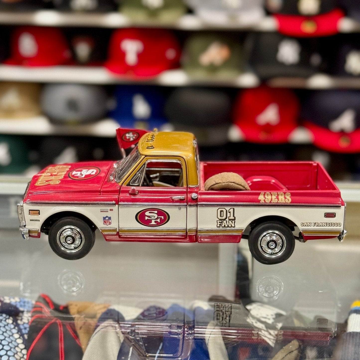 Danbury Mint 1972 Chevy Pickup Truck 'San Francisco 49ers' Red 1/24 Scale Diecast Model Car - Product Image