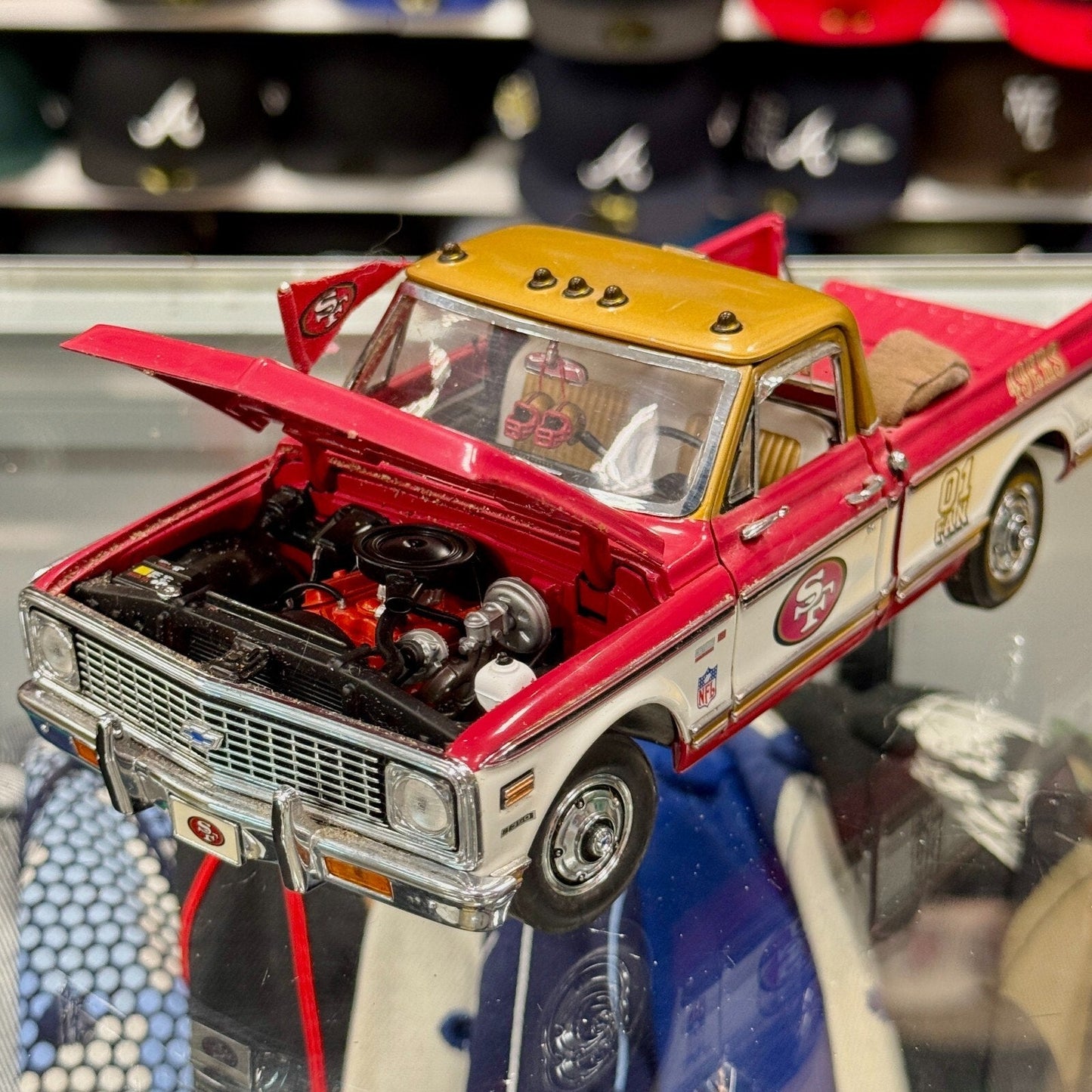 Danbury Mint 1972 Chevy Pickup Truck 'San Francisco 49ers' Red 1/24 Scale Diecast Model Car - Product Image