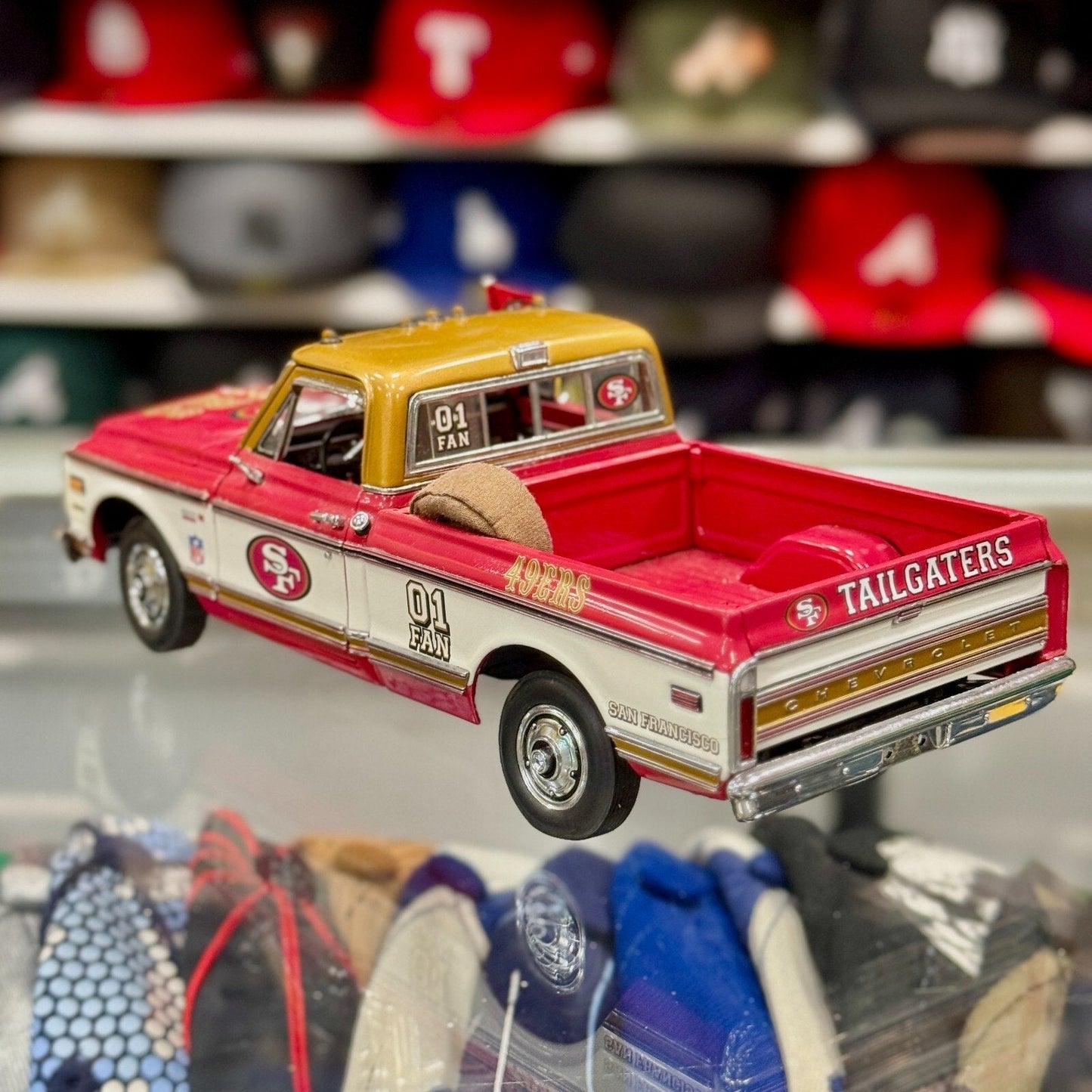 Danbury Mint 1972 Chevy Pickup Truck 'San Francisco 49ers' Red 1/24 Scale Diecast Model Car - Product Image