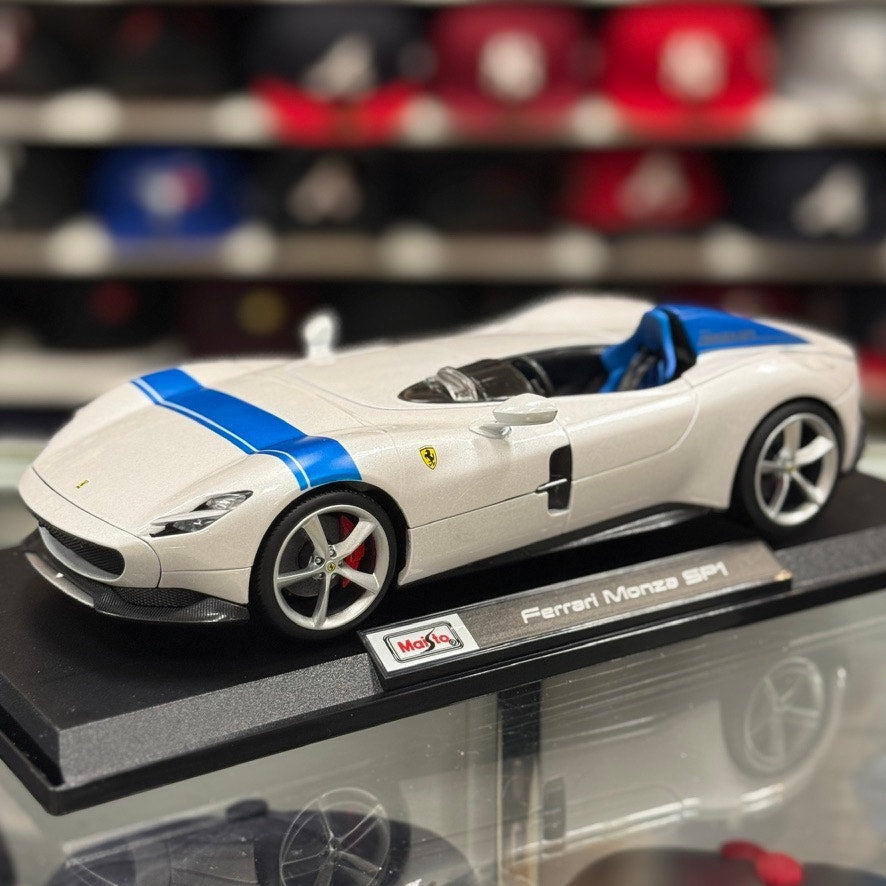 Maisto 1:18 Ferrari Monza SP1 White Blue Diecast Model Car | New