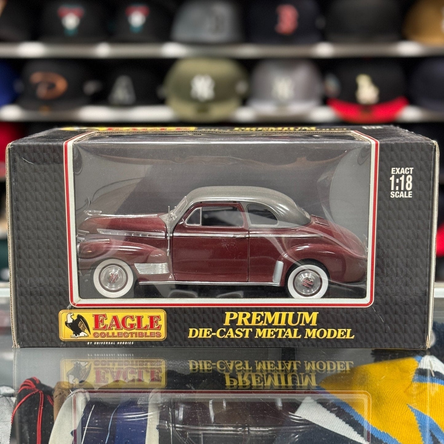 Eagle Collectibles 1940 Chevrolet Deluxe Coupe Maroon 1/18 Scale Diecast Model Car | New - Product Image