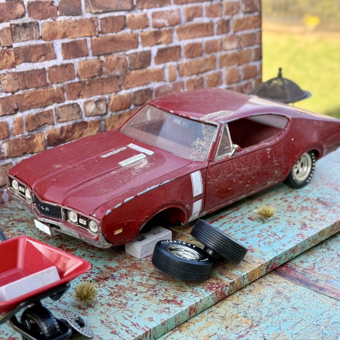 ERTL 1968 Red Oldsmobile 442 1/18 Scale Diecast Model Car | Parts Car - Product Image