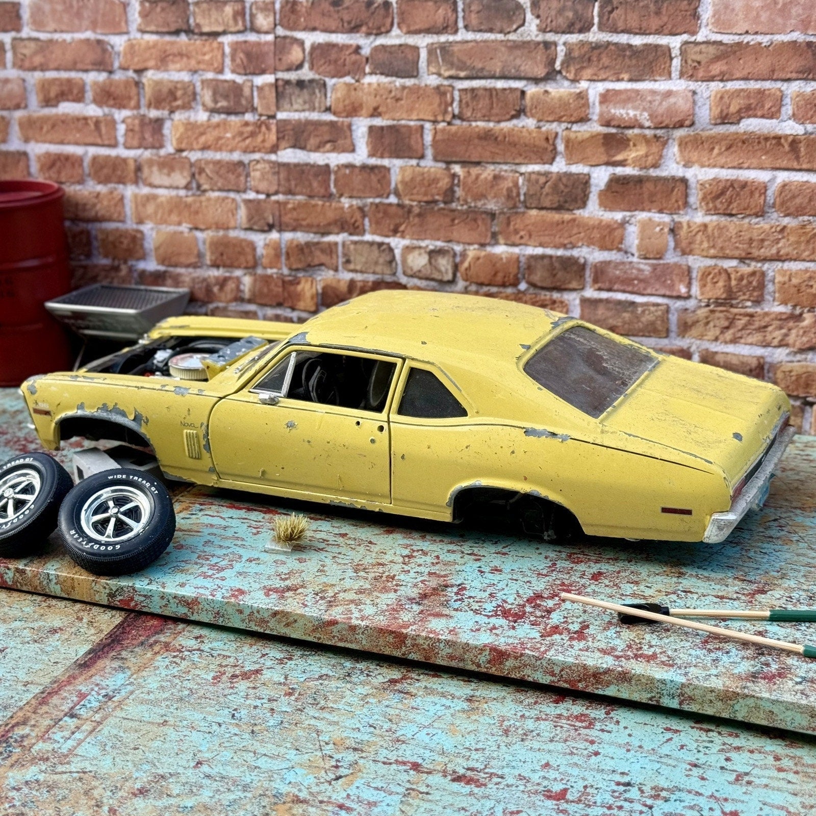 ERTL 1970 Nova SS Yellow 1/18 Scale Diecast Model Car | Parts Car - Product Image