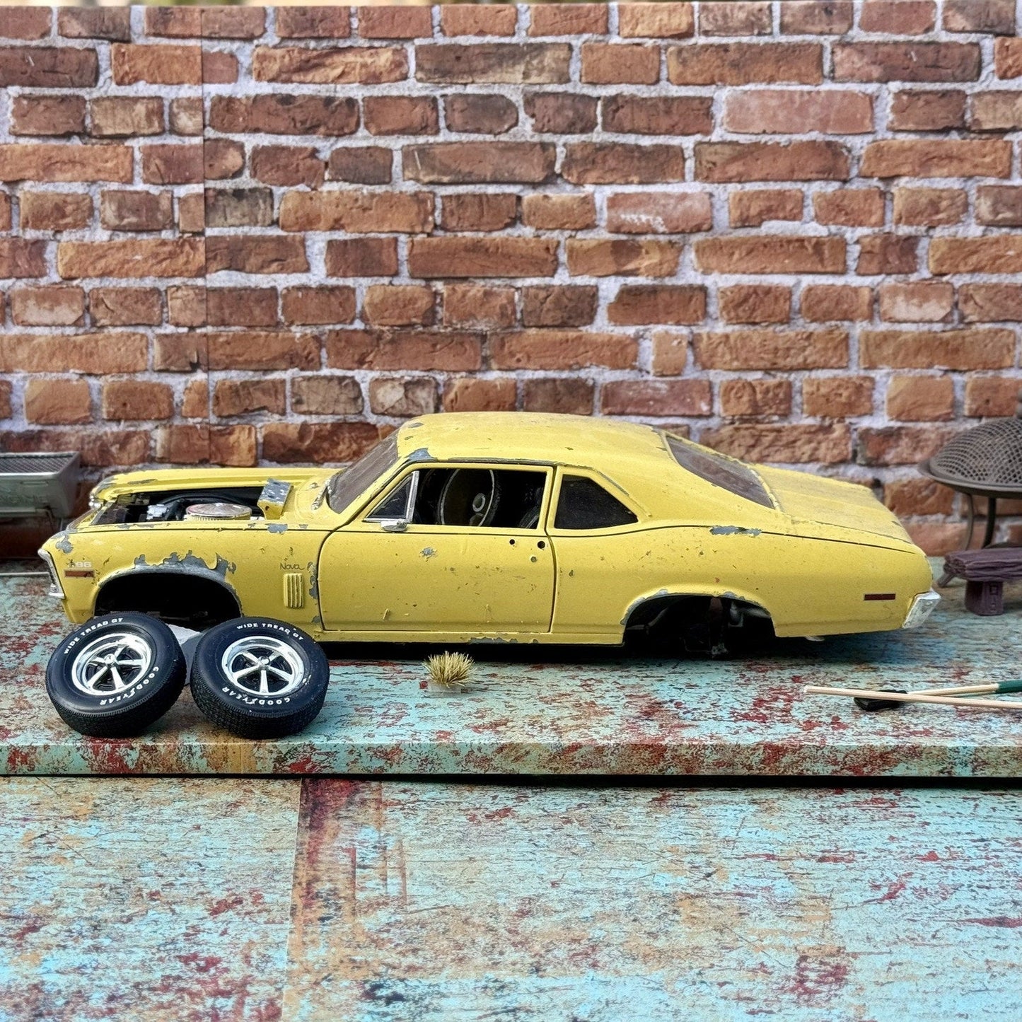 ERTL 1970 Nova SS Yellow 1/18 Scale Diecast Model Car | Parts Car - Product Image