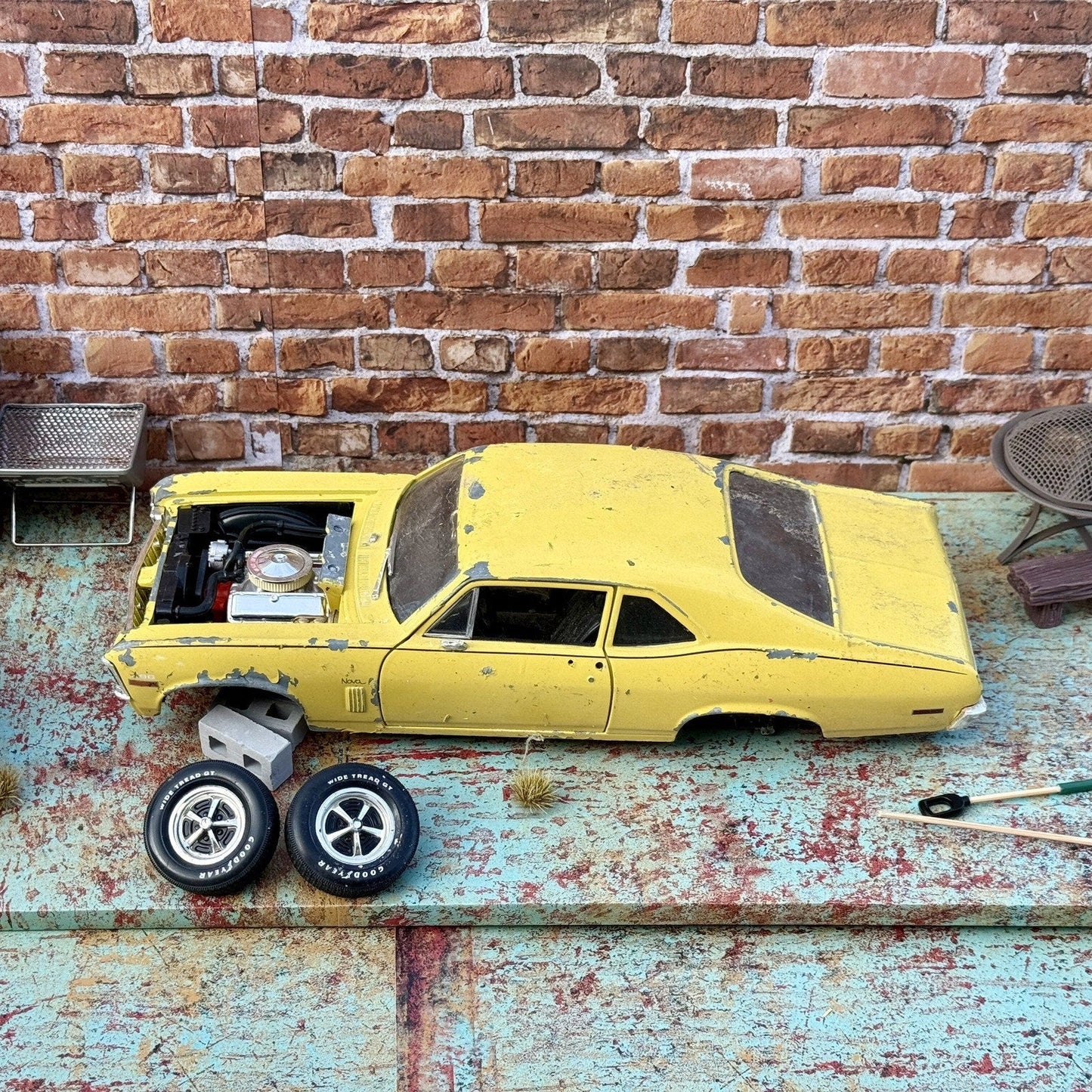 ERTL 1970 Nova SS Yellow 1/18 Scale Diecast Model Car | Parts Car - Product Image