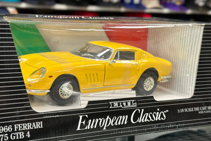 ERTL Ferrari 275 GTB-4 Yellow 1/18 Scale Diecast Model Car | New - Product Image