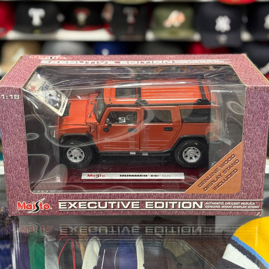 1/18 Hummer H2 SUV Orange Maisto Executive Edition Wood Display Stand