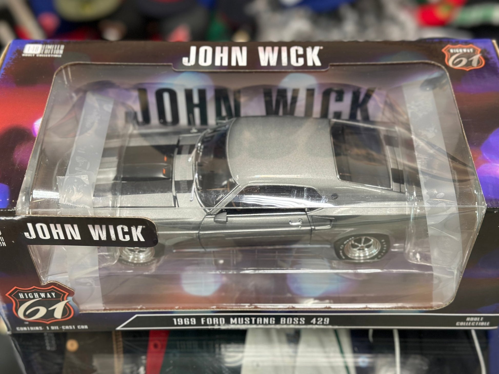 Highway 61 1969 Ford Mustang Boss 429 'John Wick Movie Car' 1/18 Scale Diecast Model Car - Product Image