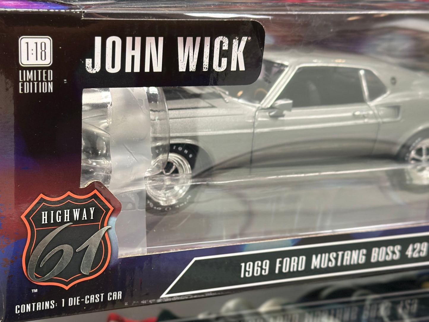 Highway 61 1969 Ford Mustang Boss 429 'John Wick Movie Car' 1/18 Scale Diecast Model Car - Product Image