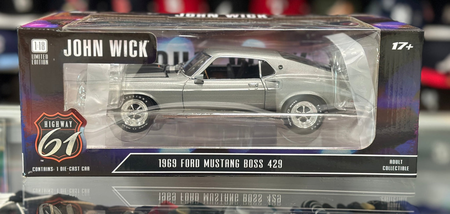 Highway 61 1969 Ford Mustang Boss 429 'John Wick Movie Car' 1/18 Scale Diecast Model Car - Product Image
