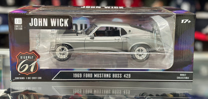 Highway 61 1969 Ford Mustang Boss 429 'John Wick Movie Car' 1/18 Scale Diecast Model Car - Product Image