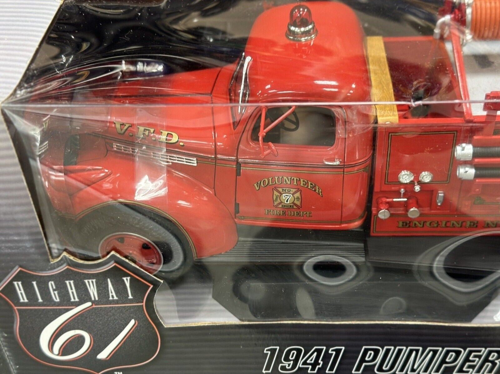 Highway 61 Chevy Chevrolet Pumper Firetruck Red 1/16 Scale Diecast Model Car | New - Product Image