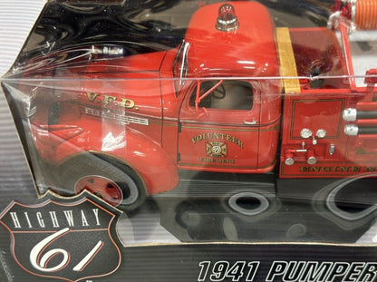 Highway 61 Chevy Chevrolet Pumper Firetruck Red 1/16 Scale Diecast Model Car | New - Product Image