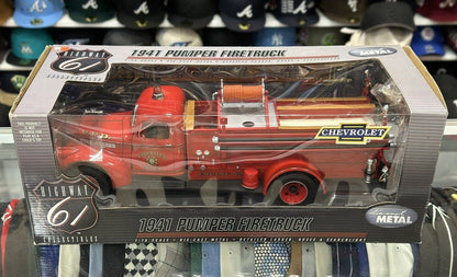Highway 61 Chevy Chevrolet Pumper Firetruck Red 1/16 Scale Diecast Model Car | New - Product Image