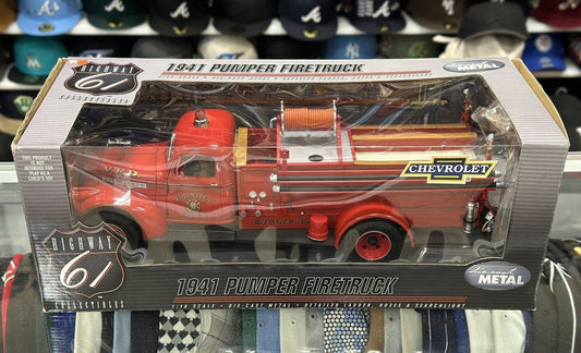 Highway 61 Chevy Chevrolet Pumper Firetruck Red 1/16 Scale Diecast Model Car | New - Product Image