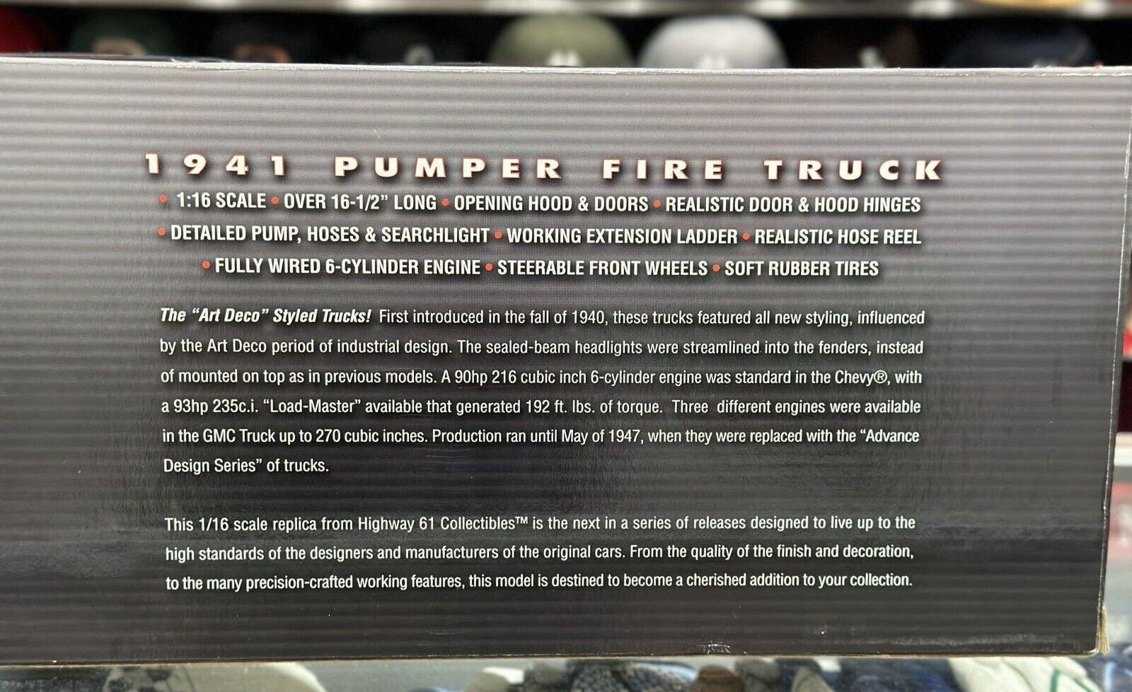 Highway 61 Chevy Chevrolet Pumper Firetruck Red 1/16 Scale Diecast Model Car | New - Product Image