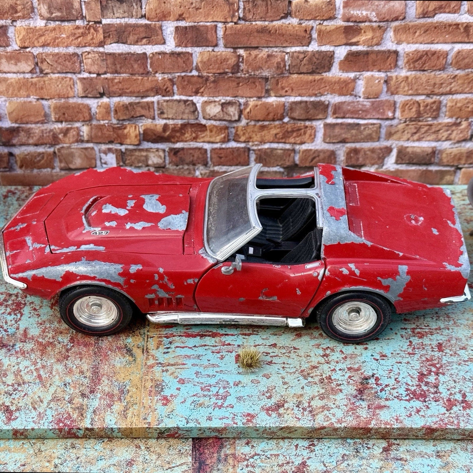 Hot Wheels 1969 Corvette Stingray Red 1/18 Scale Diecast Model Car | Parts Car - Product Image