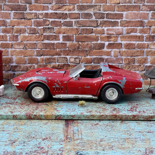 Hot Wheels 1969 Corvette Stingray Red 1/18 Scale Diecast Model Car | Parts Car - Product Image