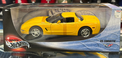 Hot Wheels 2003 Corvette C5 Yellow 1/18 Scale Diecast Model Car | New - Product Image