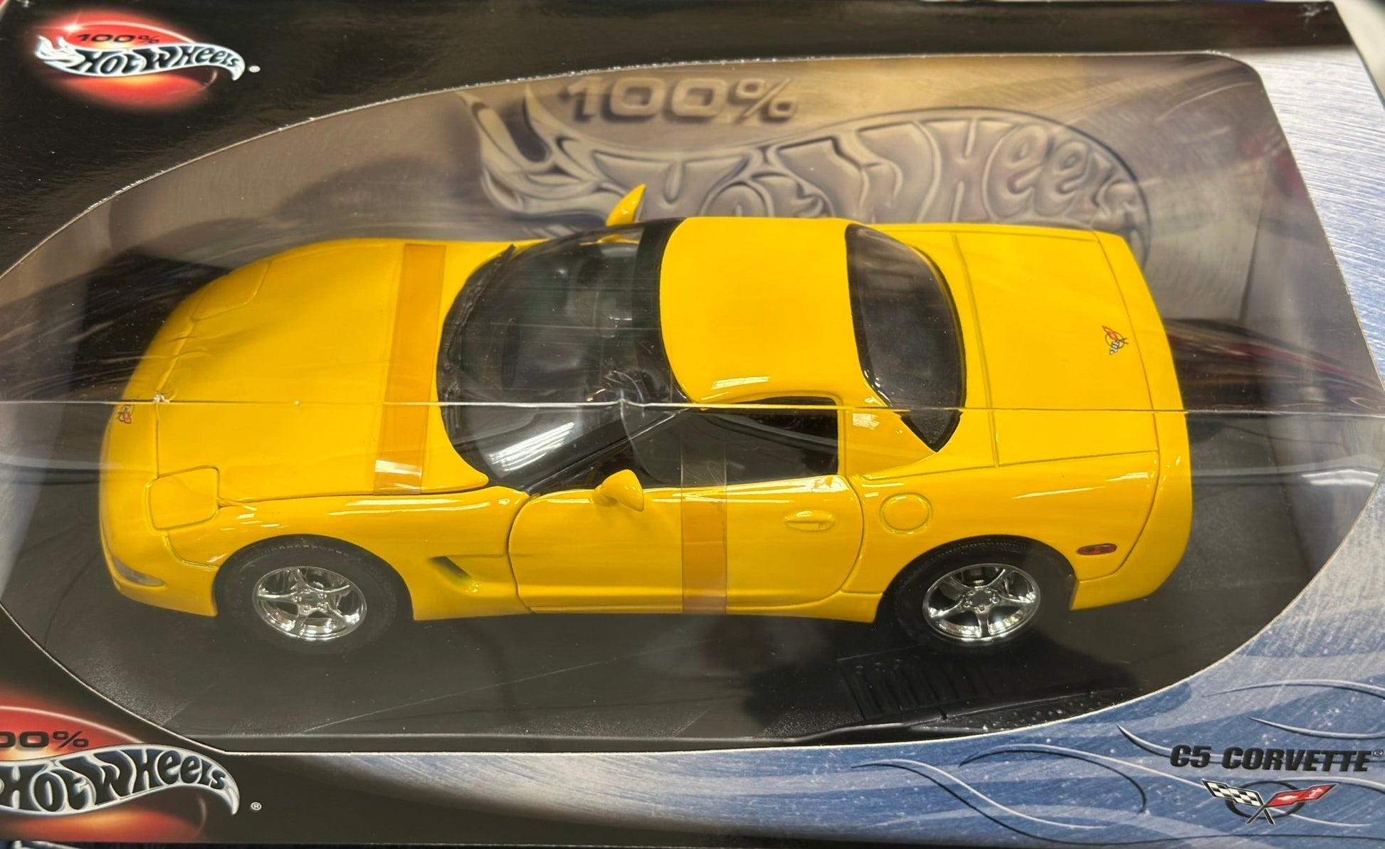 Hot Wheels 2003 Corvette C5 Yellow 1/18 Scale Diecast Model Car | New - Product Image