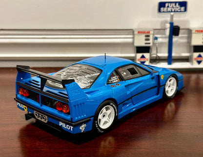 Hot Wheels Elite 1995 Ferrari F40 'Custom Blue Project Car' 1/18 Scale Diecast Model Car - Product Image