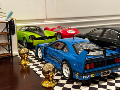 Hot Wheels Elite 1995 Ferrari F40 'Custom Blue Project Car' 1/18 Scale Diecast Model Car - Product Image